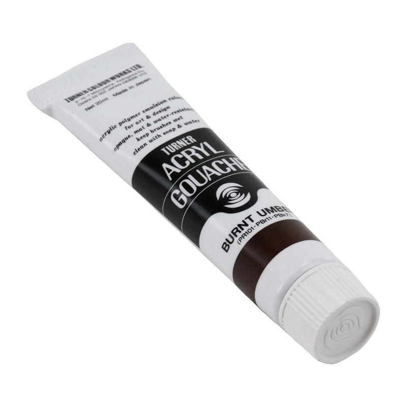 Turner Colour Works Acryl Gouache Artist Acrylic Paint - Single 20 ml Tube - Burnt Umber - Image 1
